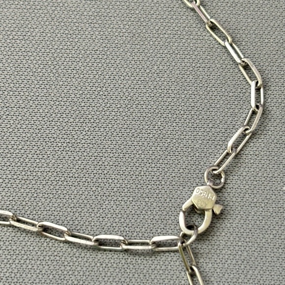 Platinum Pt950 Paperclip Bracelet with Flower Charm - Picture 4 of 7